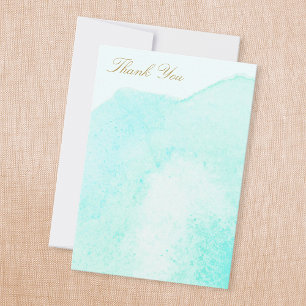 Elegant Turquoise Bleu Aquarelle Merci