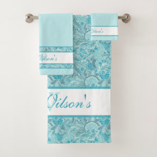 Élégant Turquoise bleu et blanc Abstrait Paisley I