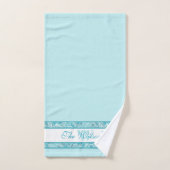 Élégant Turquoise bleu et blanc Abstrait Paisley I (Serviette à main)