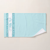 Élégant Turquoise bleu et blanc Abstrait Paisley I (Serviette à main)