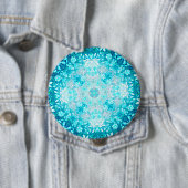 Elegant Turquoise Blue Aqua Stone Pattern Ronde Button 4,0 Cm (In situ)