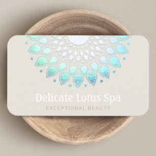 Elegant Turquoise Blue Lotus Logo Visitekaartje