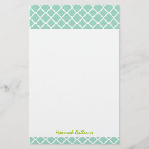 Elegant Turquoise Blue Moroccan Quatrefoil Persona Briefpapier