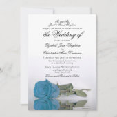 Elegant Turquoise Blue Roos Formal Wedding Kaart (Voorkant)