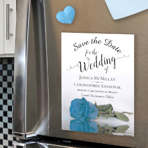 Elegant Turquoise Blue Roos Save the Date Magnet