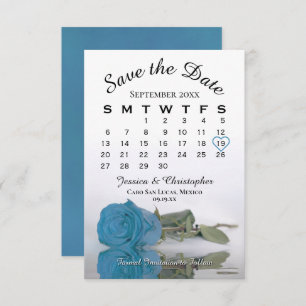 Elegant Turquoise Blue Roos Wedding Calendar Save The Date