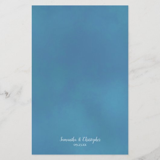 Elégant Turquoise Blue Rose Budget Mariage Menu (Dos)