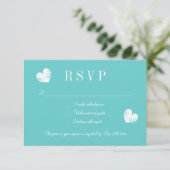 Elegant turquoise blue RSVP bruiloft reactiekaarte (Staand voorkant)