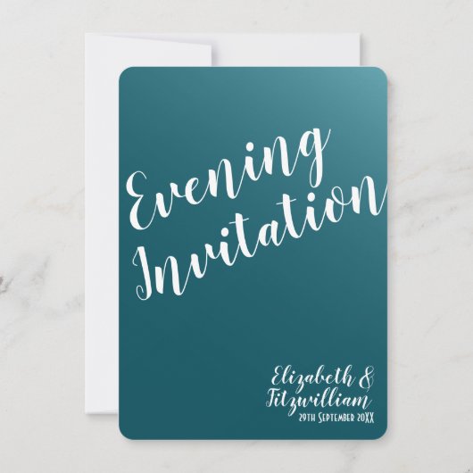 Elégant Turquoise Blue Soir Invitation (Dos)