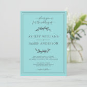 Elegant Turquoise Blue Wedding-uitnodiging Kaart (Staand voorkant)