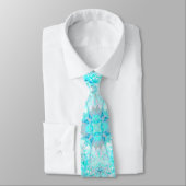 Elegant Turquoise Blue White Crystal Floral Stropdas (Gebonden)