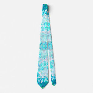 Elegant Turquoise Blue White Crystal Floral Stropdas