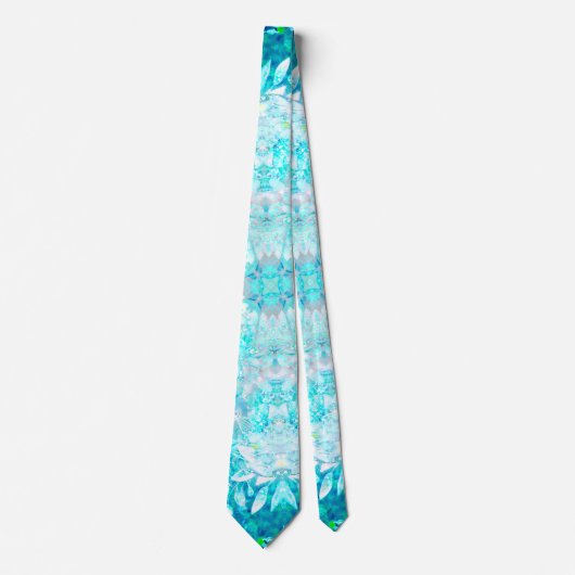 Elegant Turquoise Blue White Crystal Floral Stropdas (Voorkant)