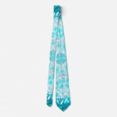 Elegant Turquoise Blue White Crystal Floral Stropdas (Achterkant)
