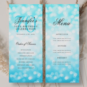 Elegant Turquoise Bokeh 70e Verjaardag Programma M