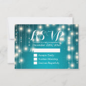 Élégant Turquoise Chaîne Lumières Mariage RSVP Rép (Devant)