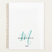 Élégant Turquoise de script blanc moderne Monogram (Devant)