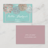 Elegant Turquoise en Silver Dahlia Flower Design Visitekaartje (Voorkant / Achterkant)