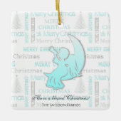 Elegant Turquoise en Silver KerstTypografie Keramisch Ornament (Voorkant)
