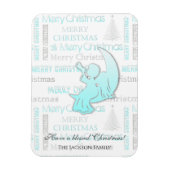 Elegant Turquoise en Silver KerstTypografie Magneet (Verticaal)