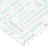 Elegant Turquoise en Silver KerstTypografie Tafelkleed (Gekanteld)