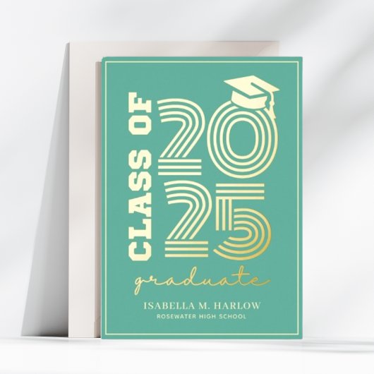 Elégant Turquoise et Gold Graduation Faire-part