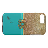 Élégant Turquoise et Gold iPhone 7 Plus coque (Dos (Horizontal))