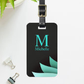 Elegant Turquoise Floral gepersonaliseerd monogram Bagagelabel