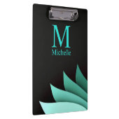 Elegant Turquoise Floral gepersonaliseerd monogram Klembord (Rechts)