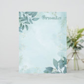 Élégant Turquoise Foliage Feuille Nature Papeterie (Debout devant)