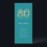 Elégant Turquoise Gold 80th Birthday Programme Men<br><div class="desc">Design élégant "Programme de fête d'anniversaire" avec une typographie de script sophistiquée avec du texte personnalisé.</div>
