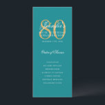 Elégant Turquoise Gold 80th Birthday Programme Men<br><div class="desc">Design élégant "Programme de fête d'anniversaire" avec une typographie de script sophistiquée avec du texte personnalisé.</div>