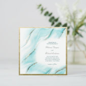 Elegant Turquoise Gold Agate Square Wedding Kaart (Staand voorkant)