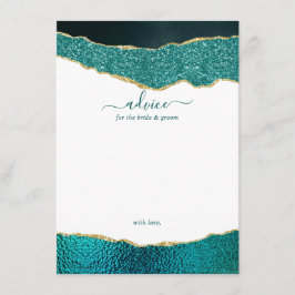 Elegant Turquoise & Gold Agate Wedding Advieskaart