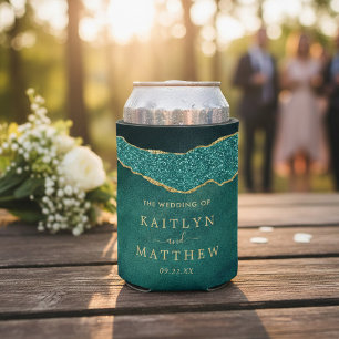 Elegant Turquoise & Gold Agate Wedding Blikjeskoeler