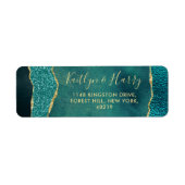 Elegant Turquoise & Gold Agate Wedding Etiket (Voorkant)