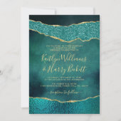 Elegant Turquoise & Gold Agate Wedding Kaart (Voorkant)