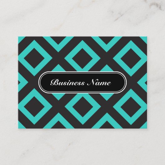Elegant Turquoise Graphic Square Pattern Visitekaartje (Voorkant)