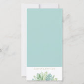 Elegant Turquoise, groen doop Bladwijzer gunst Bedankkaart (Achterkant)