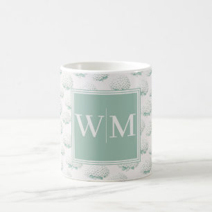 Elegant Turquoise Hydrangea Monogram Koffiemok