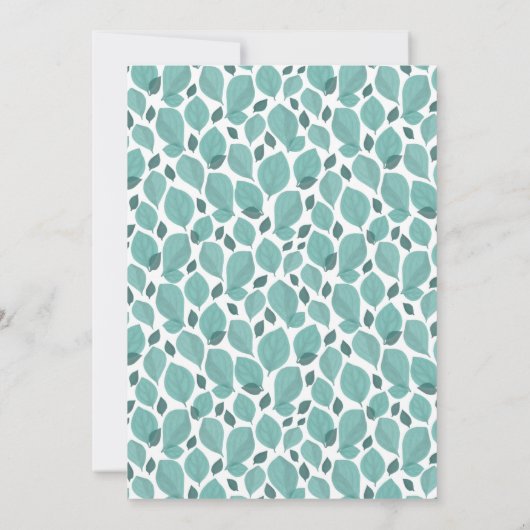 Elegant Turquoise Leaf Pattern Botanical Wedding I Kaart (Achterkant)