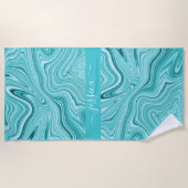 Elegant turquoise marble script name  strandlaken (Voorkant)