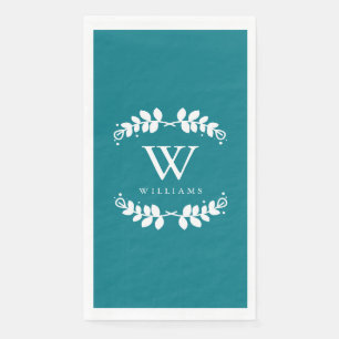 Elegant turquoise monogram servet