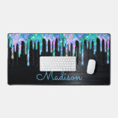 Élégant Turquoise noir Unicorn Drives monogramme (Clavier et souris)