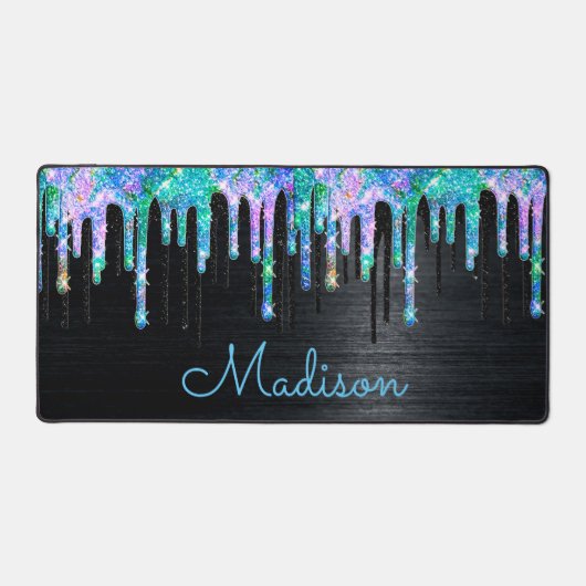 Élégant Turquoise noir Unicorn Drives monogramme (Recto)