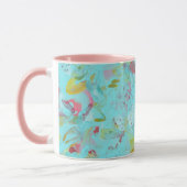 Elegant Turquoise Oasis Abstract met roze Mok (Links)