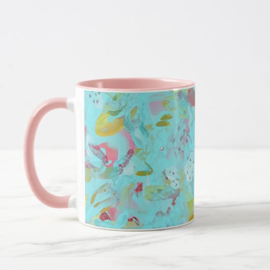 Elegant Turquoise Oasis Abstract met roze Mok (Links)