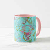 Elegant Turquoise Oasis Abstract met roze Mok (Voorkant rechts)