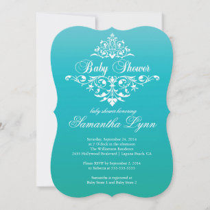 Elegant Turquoise Ombre Baby shower Invitation Kaart