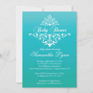Elegant Turquoise Ombre Baby shower Invitation Kaart